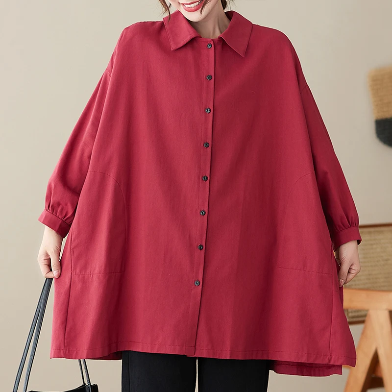 

SuperAen Women's Dress Korean Loose High-end Top Long Sleeved Shirt Oversize Casual Shirts for Women