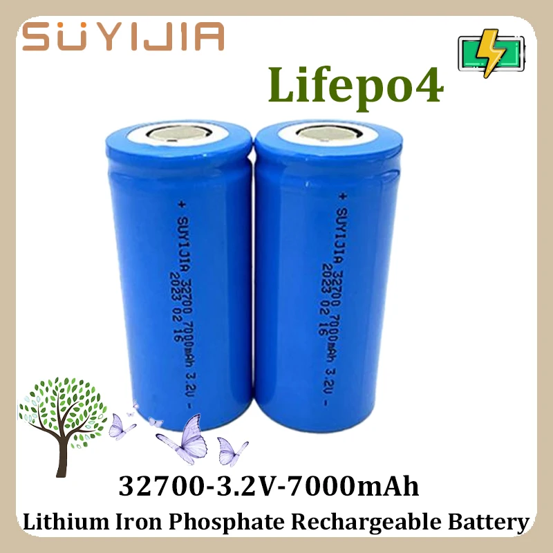

3.2V Lifepo4 32700 Battery 7000mAh High Capacity Rechargeable Battery for Flashlight Electric Tool E-Bike Ture Capacity Batteria
