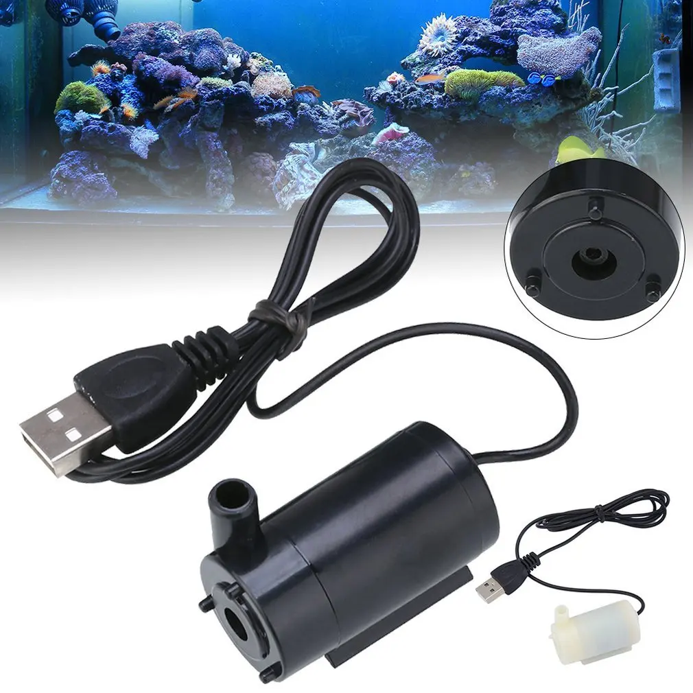 

USB 1M Cable DC Mute Mini Submersible Water Pump Silent Aquarium Fish Tank Accessories With USB Connector