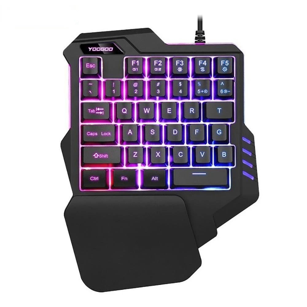 

G92 35 Keys Wired Gaming Keypad Keyboard with Wrist Pad with LED Backlight 35 Keys One-handed Membrane Keyboard for LOL/PUBG/CF