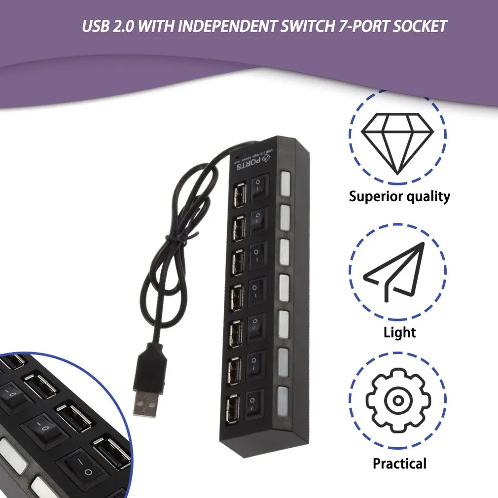 USB-разветвитель с 7 портами, USB 2,0
