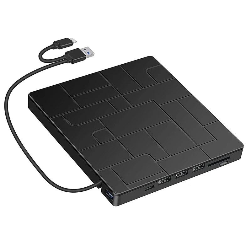 

Внешний CD-привод с двумя интерфейсами, USB 3,0, DVD-привод, RW, CD, DVD, записывающее устройство с SD, TF-кардридером для ноутбука, настольного ПК