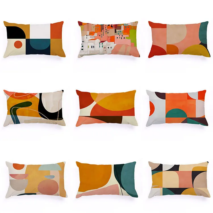 

45x45cm Pillowcase Flax Geometric Throw Cushion Pillow Cover Printing Cushion Pillow Case Bedroom Office Home Decor Textile 118