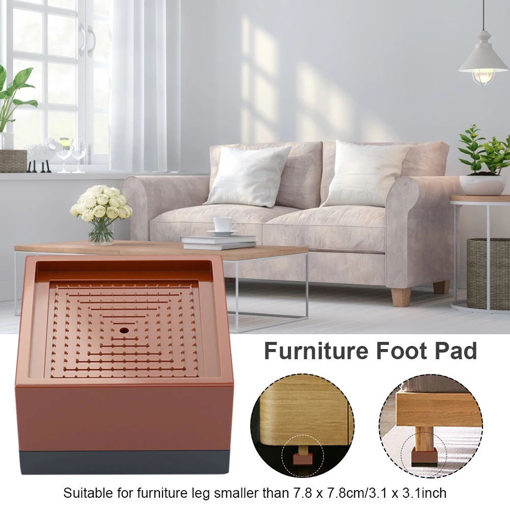 4pcs/pack Furniture Riser Pad Shockproof Accessories Square Anti Vibration Sofa Bed Washing Machine Non Slip Leg Increase Height | Мебель