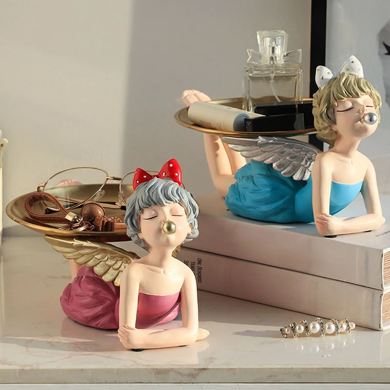 

Nordic Bubble Girl Storage Tray Sculpture Ornaments Desktop Sundries Tray Characters Statue Crafts Home Decor