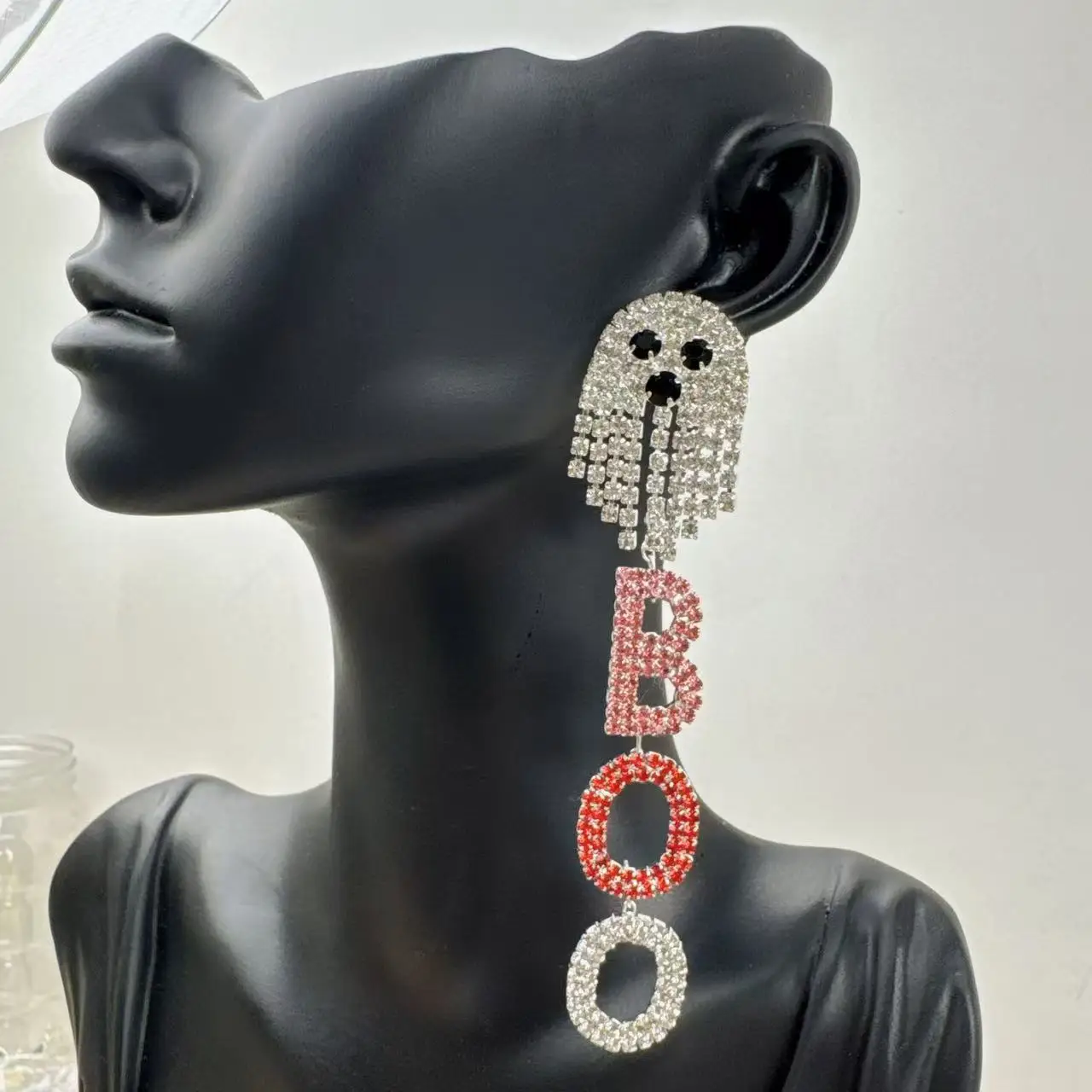 Новые кристаллы красочные серьги-капли с большими буквами BOO для женщин подарок