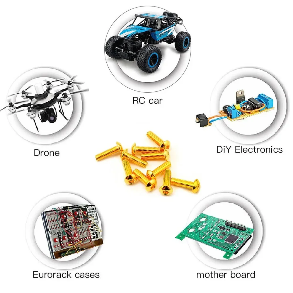 10 шт. M3 золотистая/черная Гальваническая пластина 12.9 класс легированная сталь