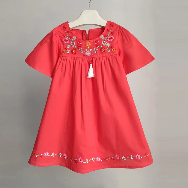 Детское Хлопковое платье с вышивкой на возраст 2-6 лет