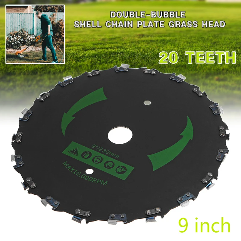 9 inch 20 Teeth Steel Chain Saw Trimmer Heavy Duty Head Brush Cutter Lawn Mower Chain Blade For Gas/Electric Grass Trimmer