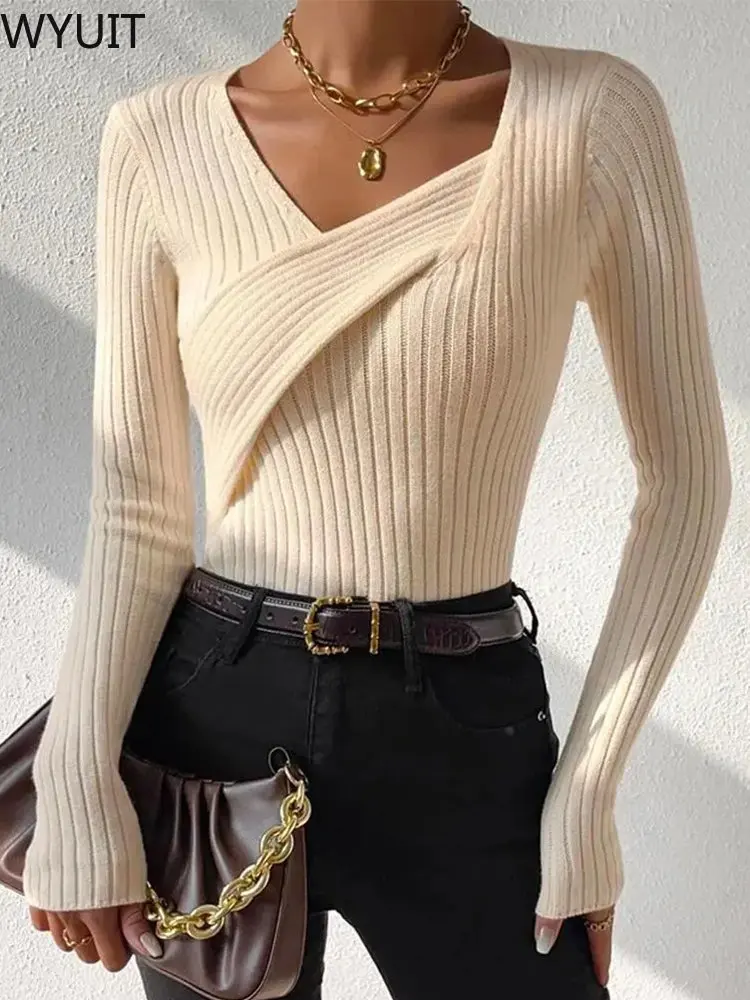 

Asymmetrical Neck Long Sleeve Sweater oversized sweater poleras de invierno mujer fashion tops 2022 women