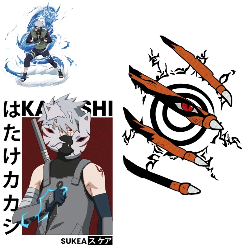 

Anime Kakashi heat transfer for clothes Naruto sticker sublimation design iron on patches for clothing gril Diy Thermal Sticker