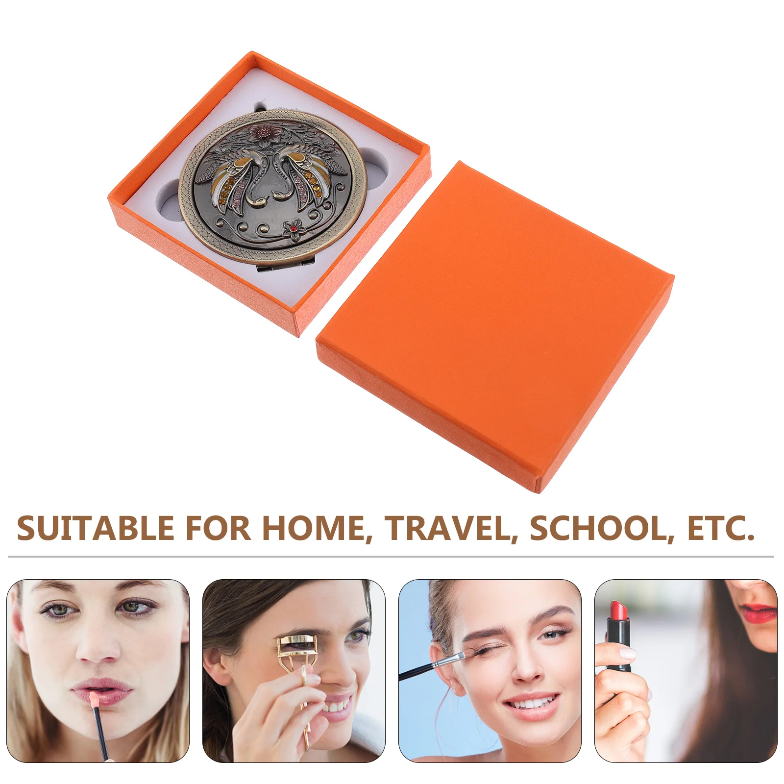 

Mirror Compact Makeup Smallmini Travel Vintage Mirrors Makepocketbulk Handheld Purse Embossed Hand Size Foldingmagnifying