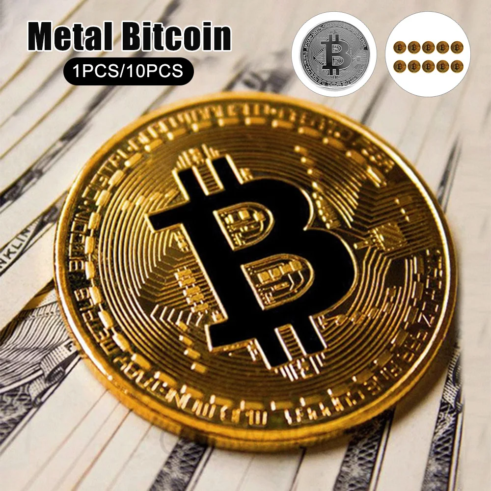 

5/10PCS Souvenir Gold Plated Bitcoin Coin Collectible Art Collection Gift Physical Commemorative Bit Coin BTC Virtual Currency