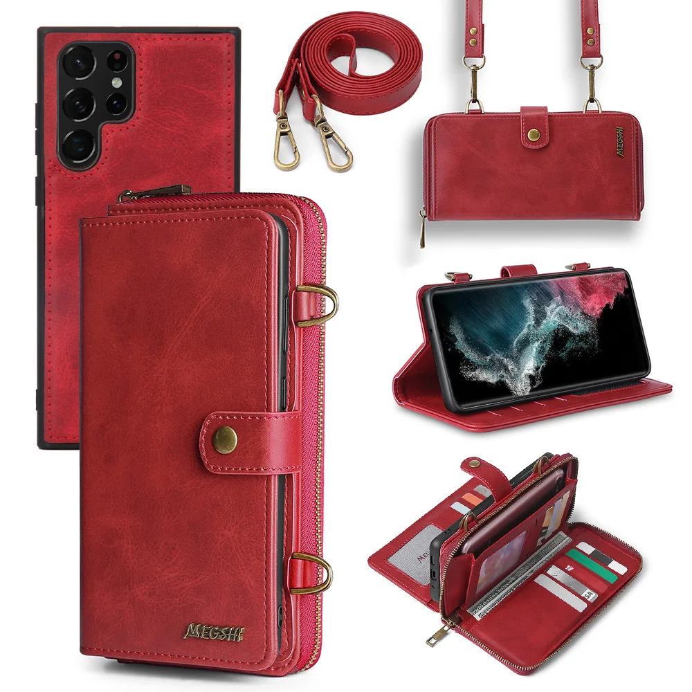 

Leather Mobile Phone Cases For Samsung Galaxy S22 S21 S20 Note 20 Note20 Ultra Plus Card Case Magnetic Flip Protective Cover