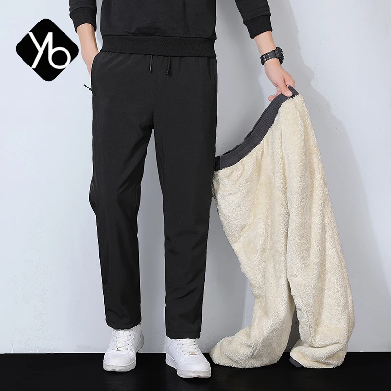 

Winter Thick Warm Fleece Sweatpants Men Joggers Plus Size Straight Long Track Pants Windproof and Waterproof Thermal Trousers