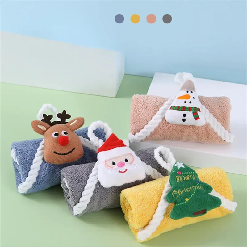 

30*30cm Cartoon Animal Baby Hand Towel Christmas Snowman Children Hand Towels Bathroom Washing Hand Towel Cloth Xmas Gift