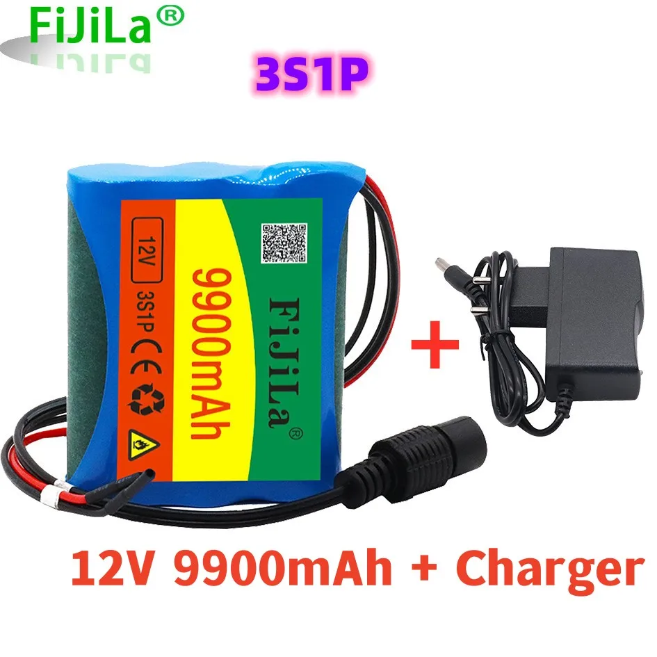 

100% neue 12 v 9900 mah 3 s1p batterie au lithium 18650 batterie au lithium pack schutz conseil wiederauf ladbare 1a chargeur