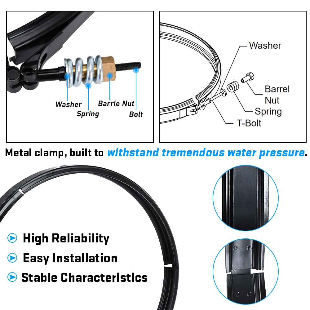 Фото 190003 Tension Control Clamp Kit Replacement for Pentair Pool and Spa Filter Tension Clamp Washer & Spring Barrel Nut Assembly №4