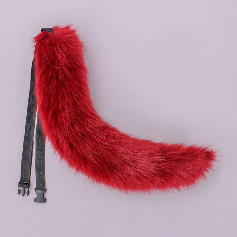 

70cm Novelty Fake Faux Fur Animal Bendable Tail Solid Color for Adult Kids Furry Wolf Halloween Party Cosplay Costume