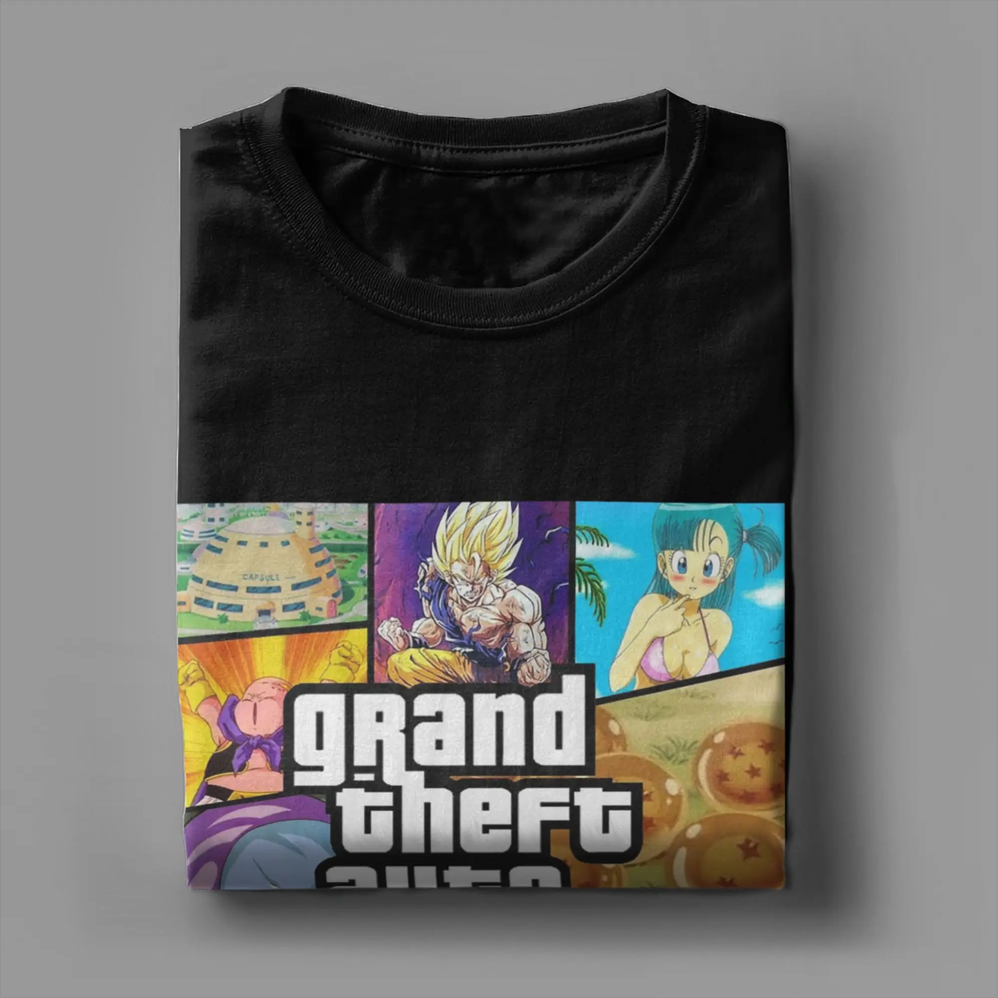 Фото Модные футболки Grand Theft D-Dragon Ball Z, мужские футболки с круглым воротником, 100% хлопок, футболка с короткими рукавами, топы с графическим принтом №4