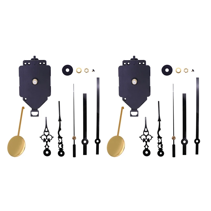 

2 Set DIY Wall Clock Pendulum Movement Mechanism With Hands Quartz Repair Shaft Also