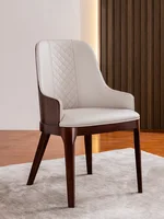 New Chinese style leather high-end dining chair white wax Wood Hotel Sales Office reception negotiation chair household leisure