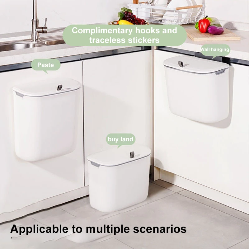 

Space Saving Trash Can Household Wall Mounted Perforated Wall Cabinet Tasteless Suspended Garbage Can Household Garbage Cans