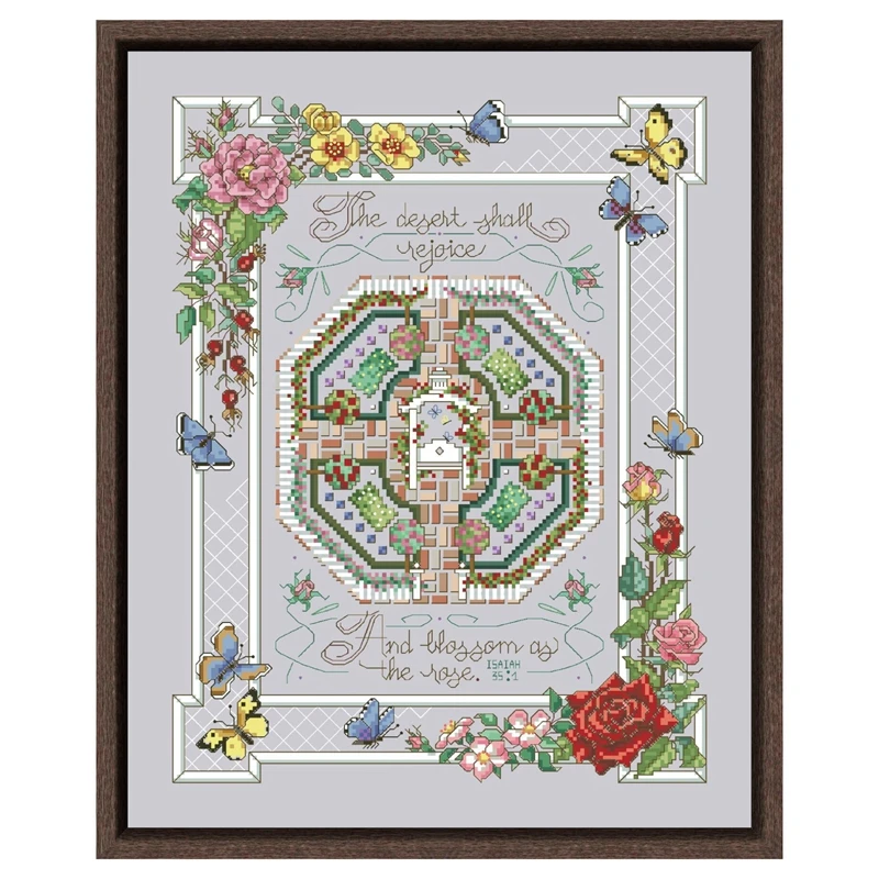 

Rose garden cross stitch kit flower design cotton silk thread 18ct 14ct 11ct silver canvas embroidery DIY needlework