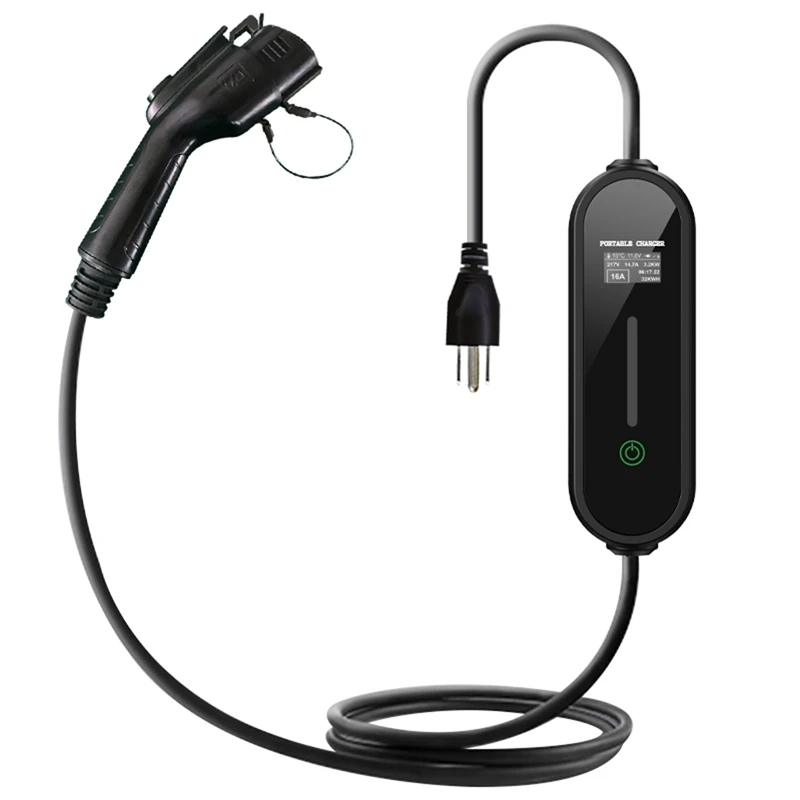 

Electric Vehicle Charging Station 16A Adjustable Control with Screen Display 5M EV Charger Type 1 SAEJ1772 US Plug