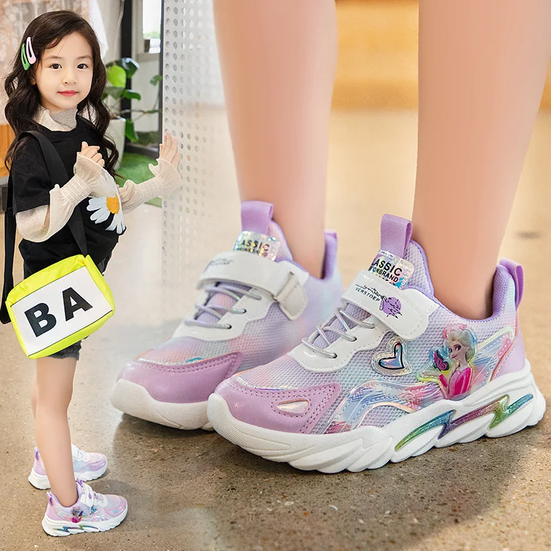 

Disney Children Cartoon Frozen Aisha Princess non-slip girl casual shoes sports shoes student running breathable shoes