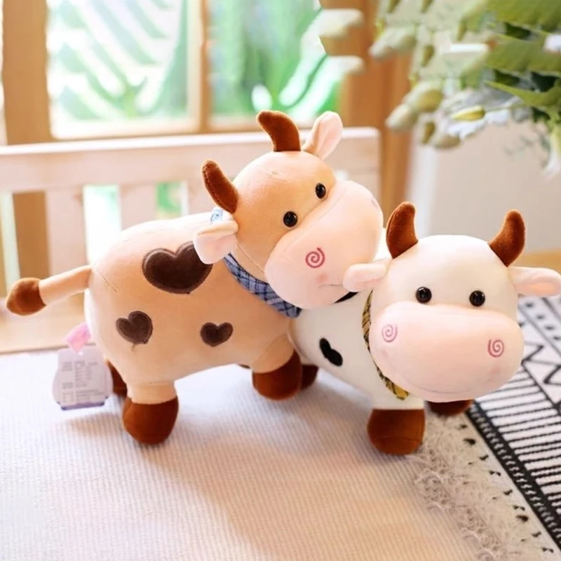 Мультяшная корова плюшевая игрушка мягкое животное крупный рогатый скот