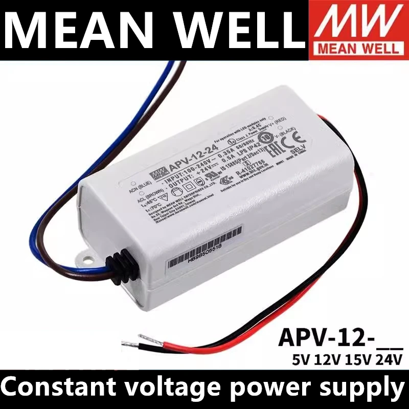 

MEAN WELL APV-12-5 APV-12-12 APV-12-24 LED Low Voltage Class 2 Small Mini switching power supply Single group output