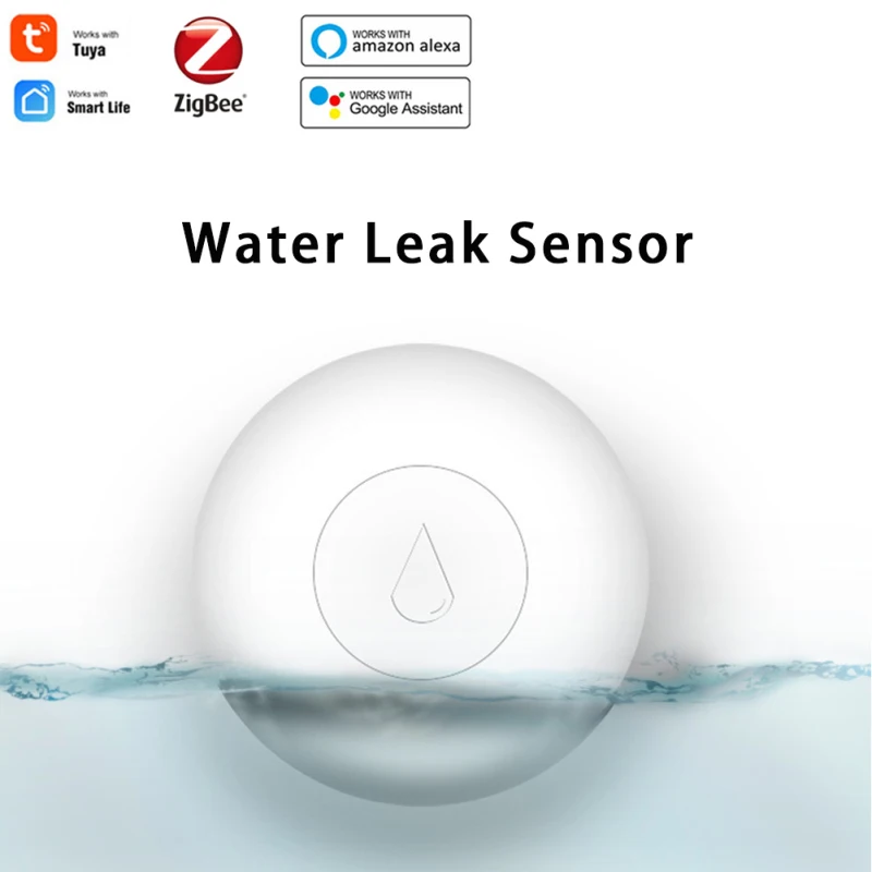

ZigBee Flood Sensor Water Leakage Detector Water Tank Full Alert Overflow Security Alarm System Tuya Smart App Remote Control