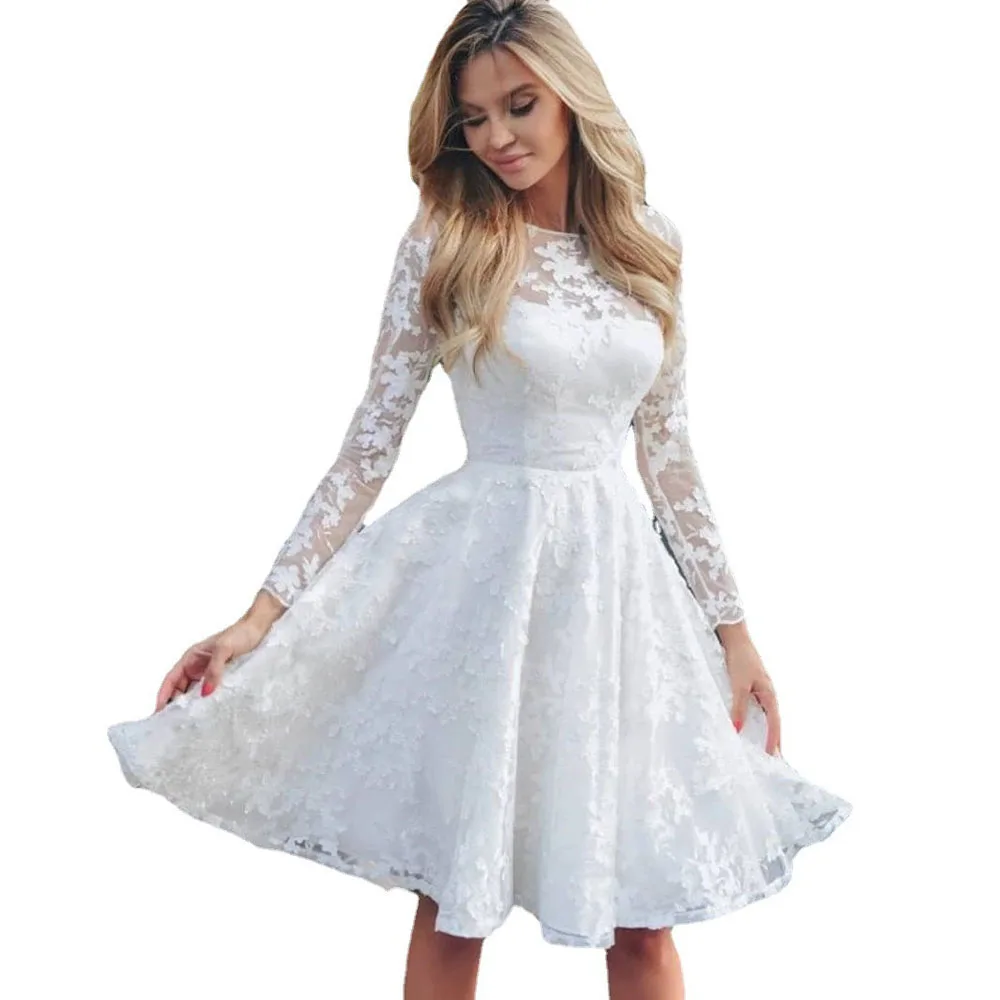 Женское кружевное платье-миди белое ажурное платье составного кроя с цветочным