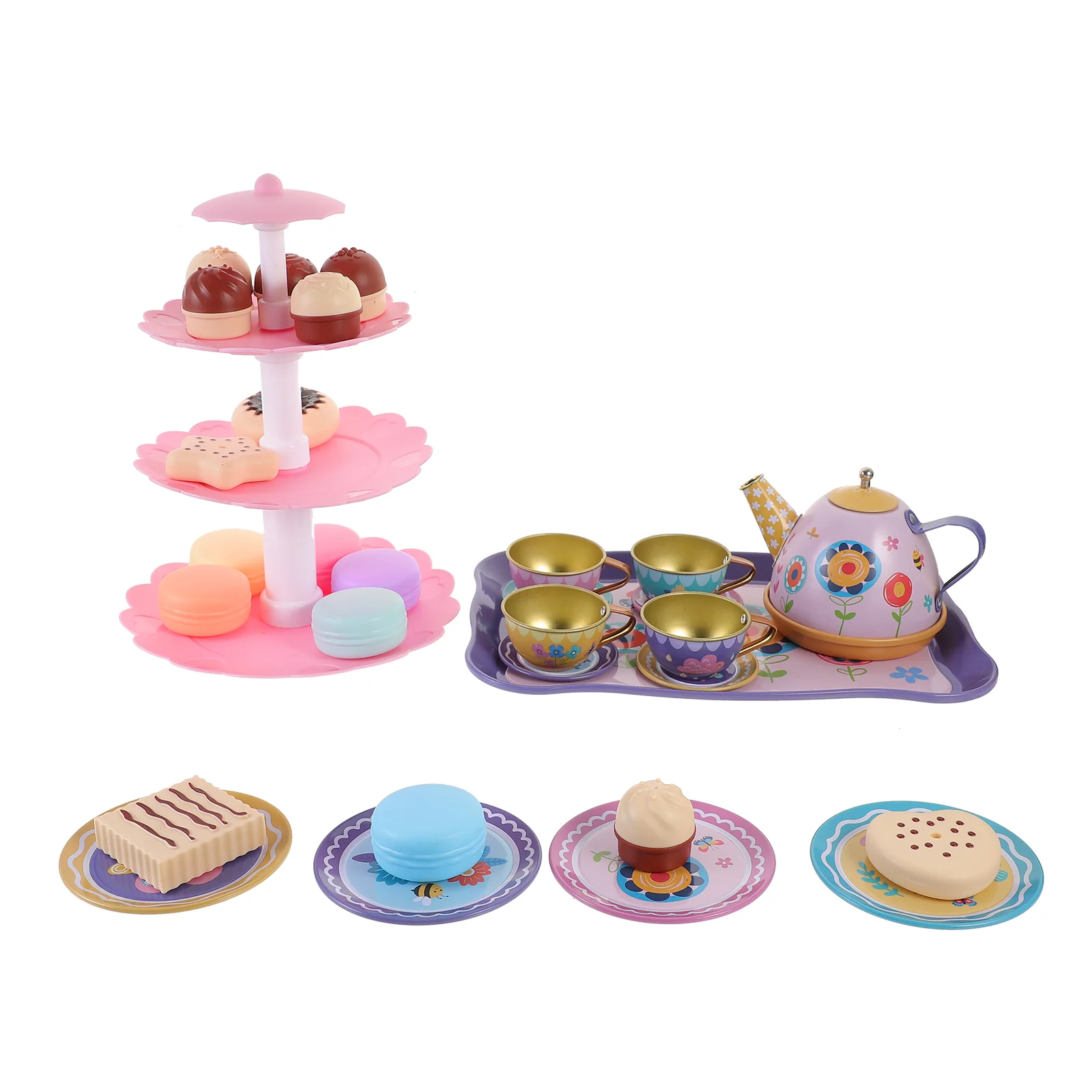 

1 комплект детского чайного набора, игрушка, имитация Жестяного чайного набора, игрушка, Детский чайный набор, игрушка, чайник для послеобеденного чая