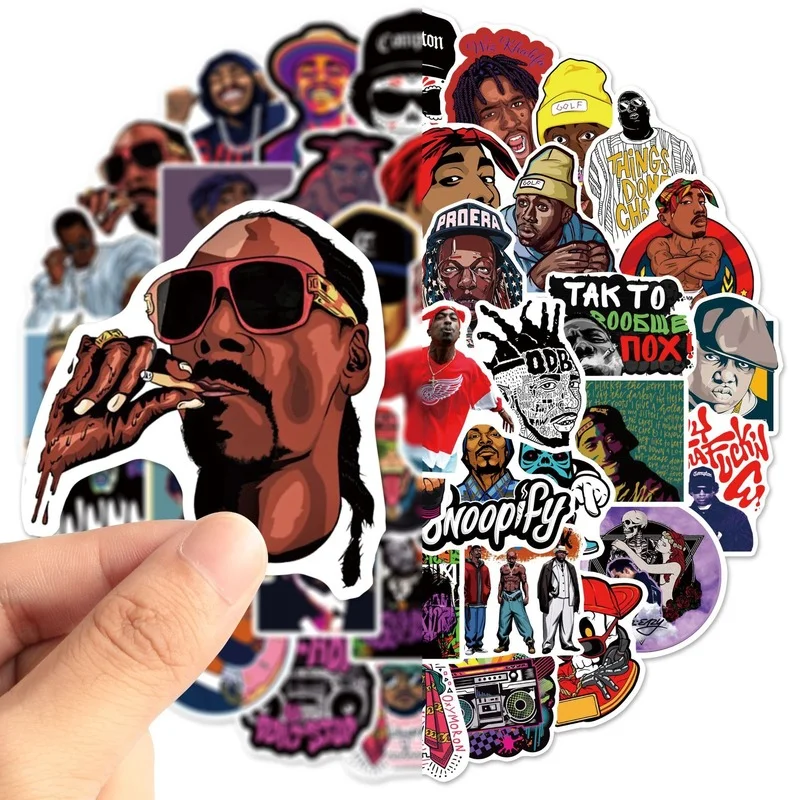 

50pcs East West Coast Rap Graffiti Stickers Cool Pop Usa Up Life Funny Art Stickers Laptop Diy Kids Toys Pvc Decal Sticker
