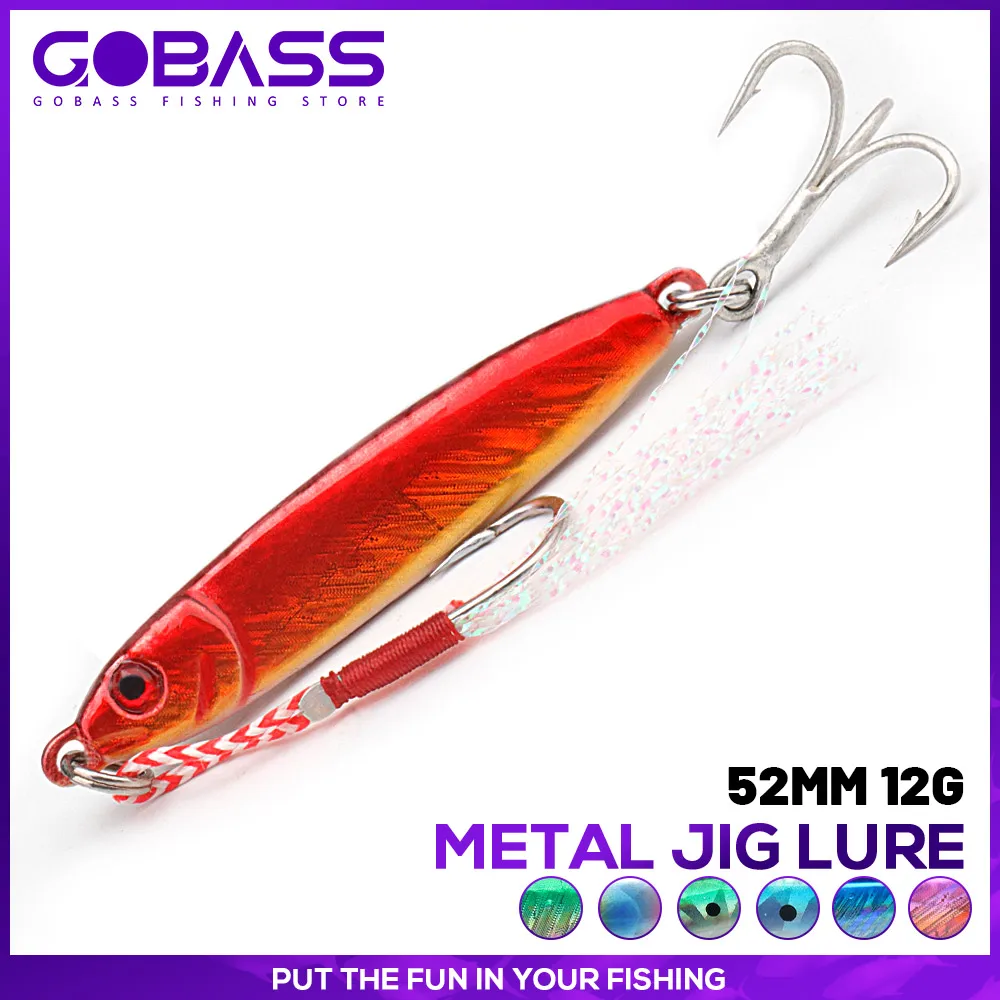 

GOBASS Micro Metal Slow Jig 52mm 12g Shore Casting Jigging Artificial Bait Tackle Spoon Trout Area Saltwater Sea Fishing Lure