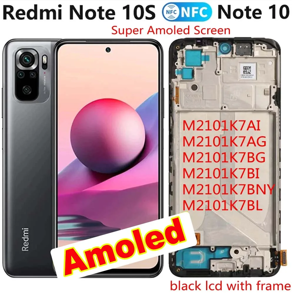 ЖК-дисплей Super Amoled для Xiaomi Redmi Note 10 4G экран Tocuh 10S M2101K7BL M2101K7AI M2101K7AG замена дисплея -