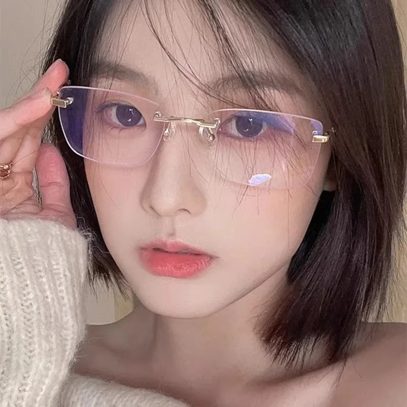 Женские прозрачные квадратные очки без оправы простые повседневные женские