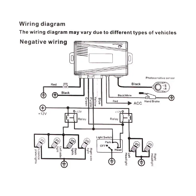 Универсальная автомобильная система датчиков освещенности 12 В с автоматическим