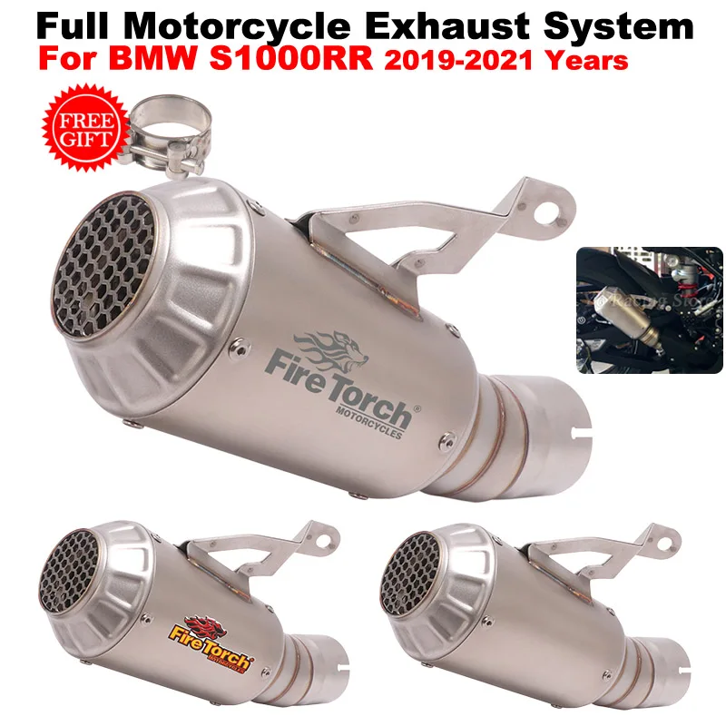 

Slip-On For BMW S1000 RR S1000RR 2019 2020 2021 Motorcycle Exhaust Systems Echappement Escape Moto 60mm GP Muffler Mid Link Pipe