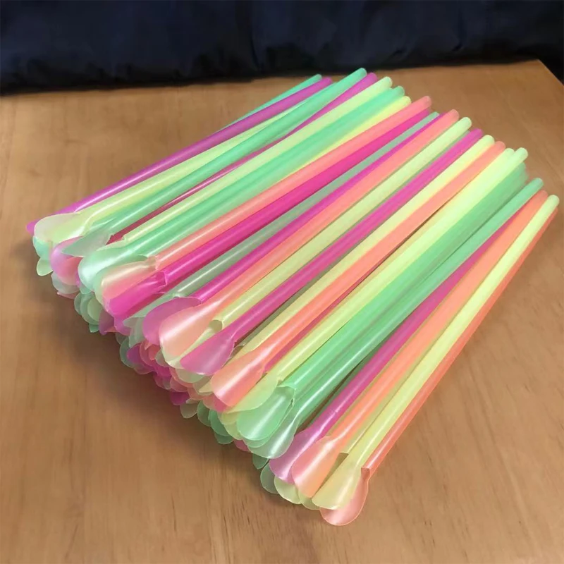 

500 Pcs plastic Straws Drinking Straw Spoon Bar Pub Slush Straw For Birthday New Fast Delivery Celebration Party Supplies