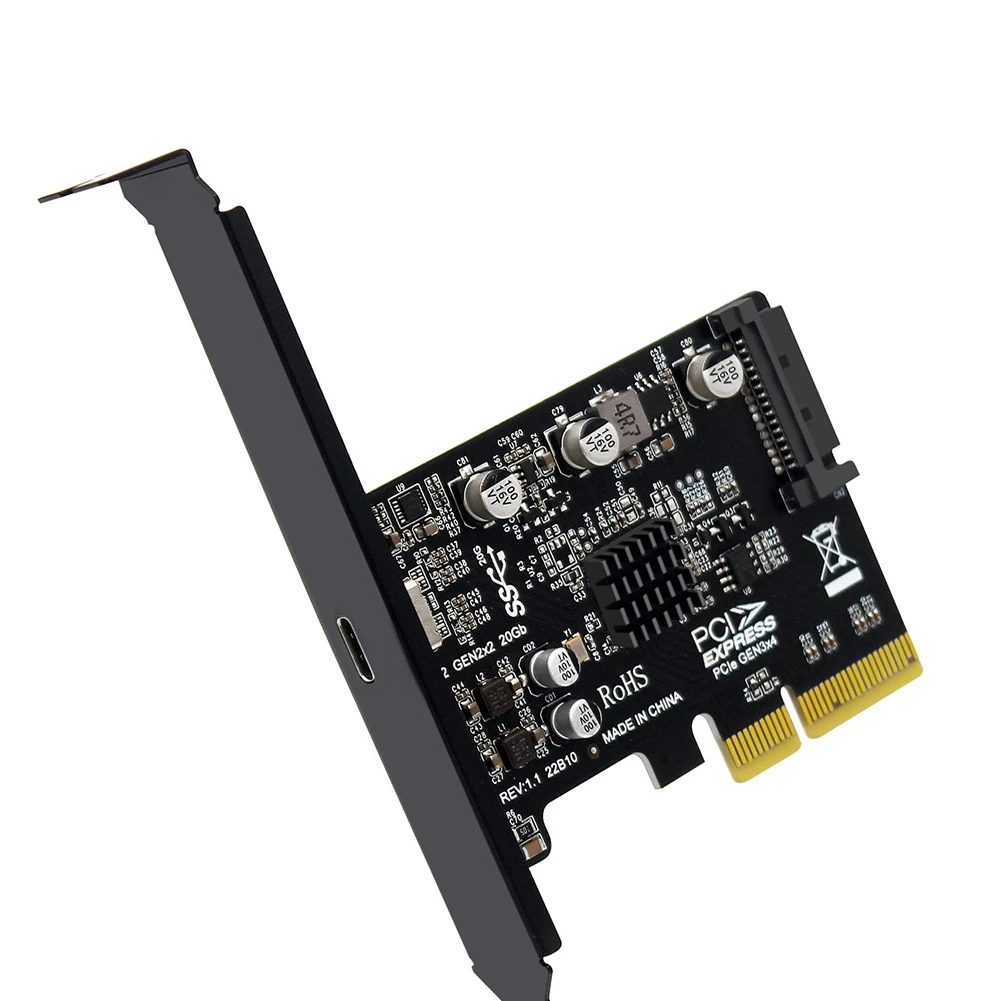 USB PCIE-карта Type C PCI-Express 4X к 3 2 Gen 2X2 (20 Гбит/с) Чипсет ASM3242 для Windows 8/10/Linux
