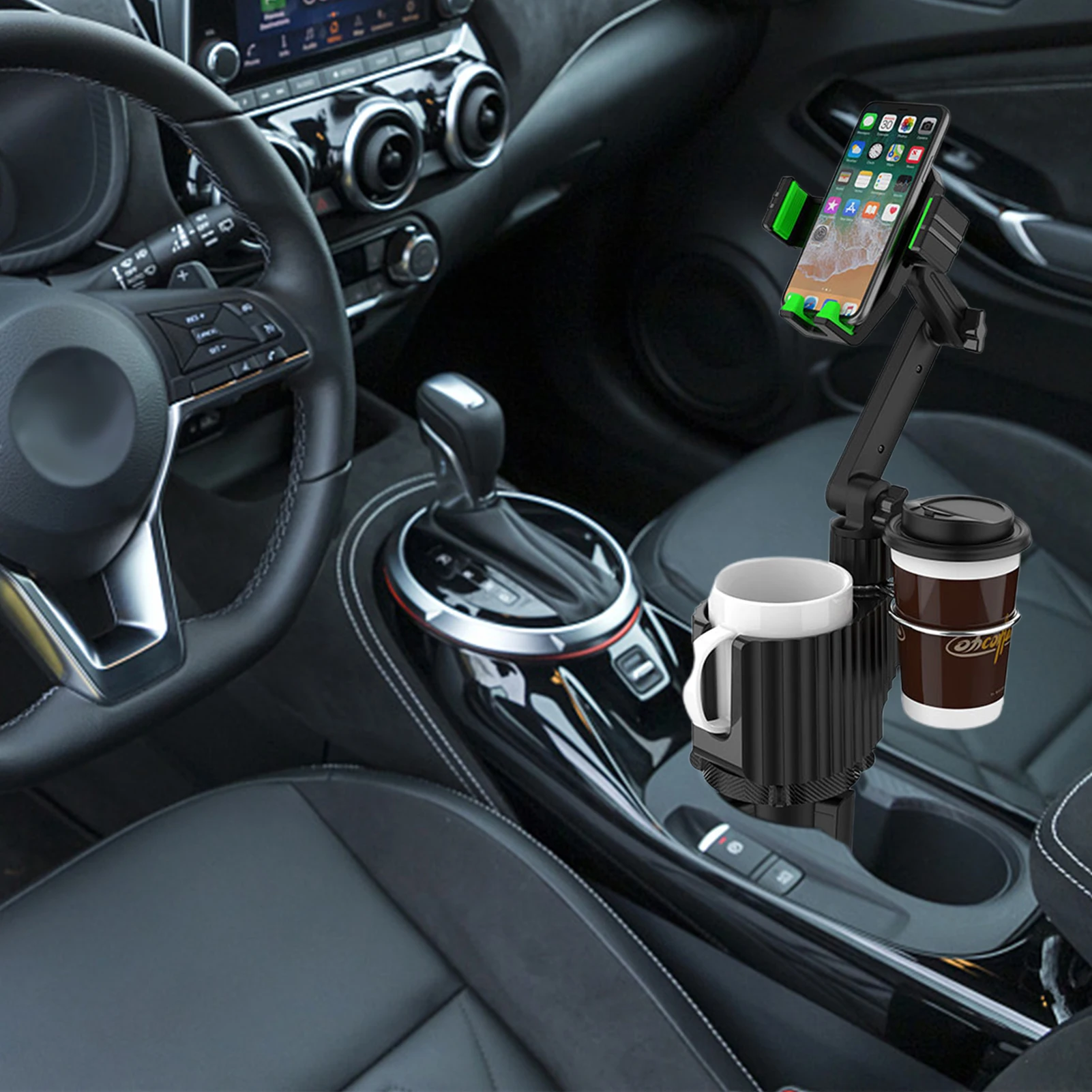 

2 In 1 Adjustable Car Cup Phone Holder Auto Drink Holder Stand Cell Phone Holder Car Organization Holder For Smartphone Mount