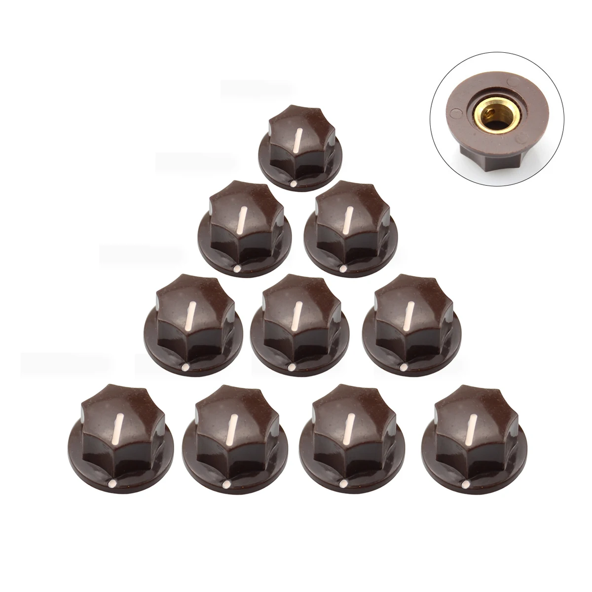 10 pcs x Small Size Guitar Knob MXR Style Skirted AMP Knob Effects Pedal Knobs Brass Insert Guitar Accessories