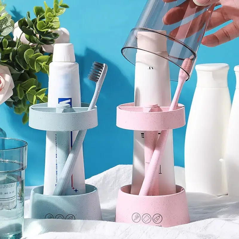 

Toothbrush Holder & Mouthwash Cup Toothbrush Rack Bathroom Organizer Accessorie