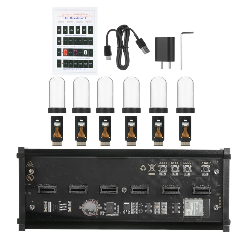 

RGB светодиодные трубчатые часы, винтажные часы Nixie, 6 бит, отображение времени, фотография, настольные часы в стиле ретро IPS Модуль и украшение...