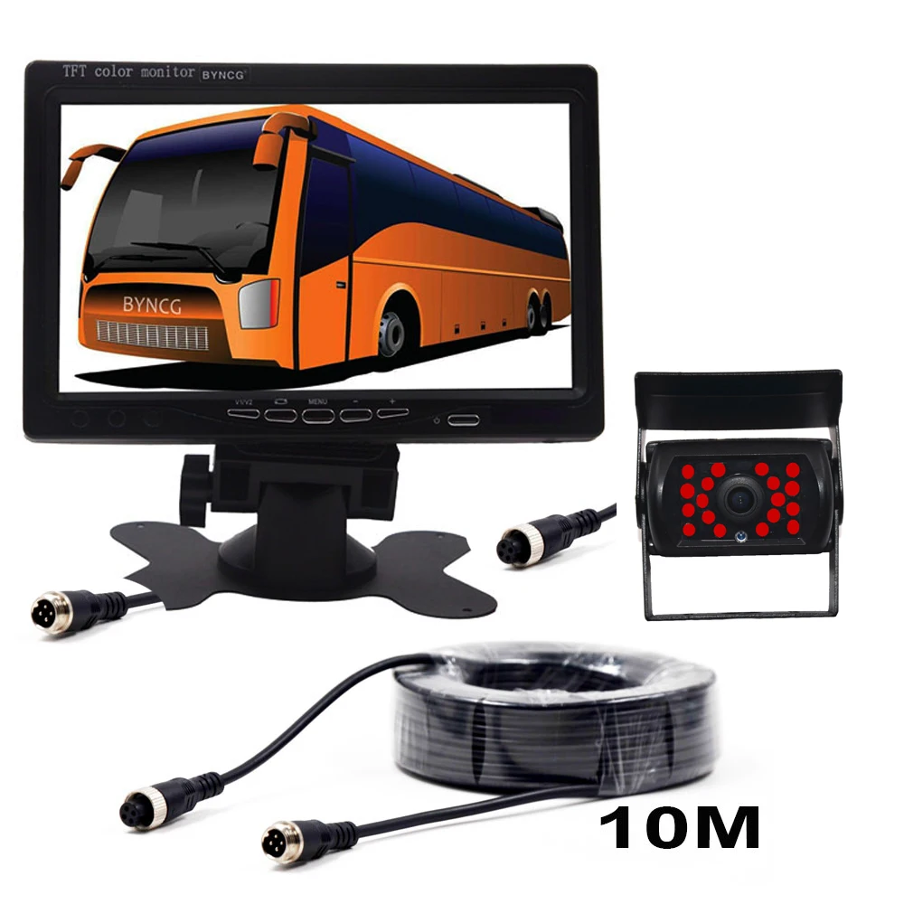 

7'' HD Car Monitor rear view camera Aviation head Waterproof 4 pin camera Excavator Harvester truck 12-24V Reverse iamge
