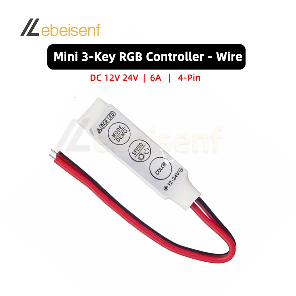 

RGB контроллер Lebeisenf 12-24В 3-х клавишный