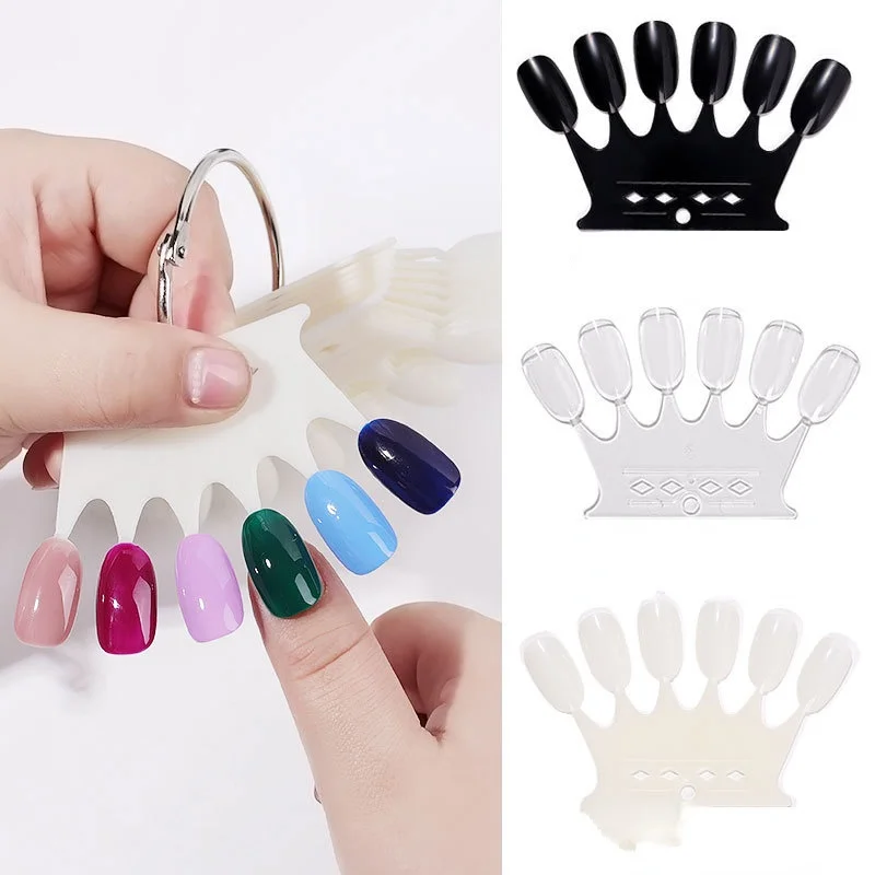 

10pcs Color Display Tips False Nail Art Palette Round Shape Practice Fake Nails Tips Ring Set Gel Polish Manicure Tools